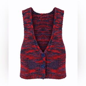 Women's Red and Blue Knit Sweater Vest